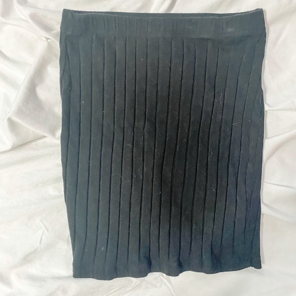shein ribbed black mini skirt